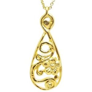 Vintage Vine Flower Drop Medallion Pendant 34"